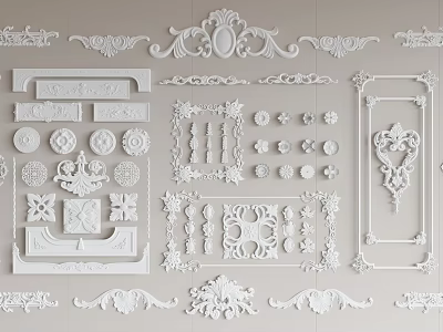 Various Intricate Decorative Carvings With Ornamental Patterns And Design Elements 3d model