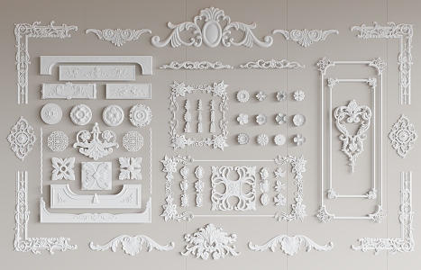 European-style carved plaster lines 3d model