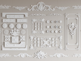 European-style carved plaster lines 3d model