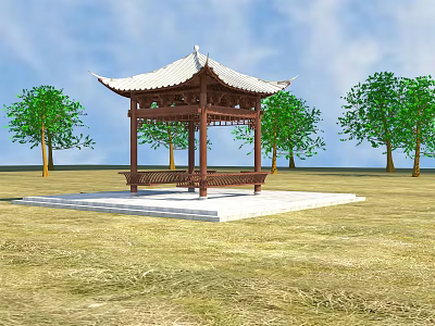Chinese Pavilion Four Corner Pavilion 3d model