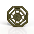 Octagonal Green Scene Component With Textured Surface And Circular Center Design