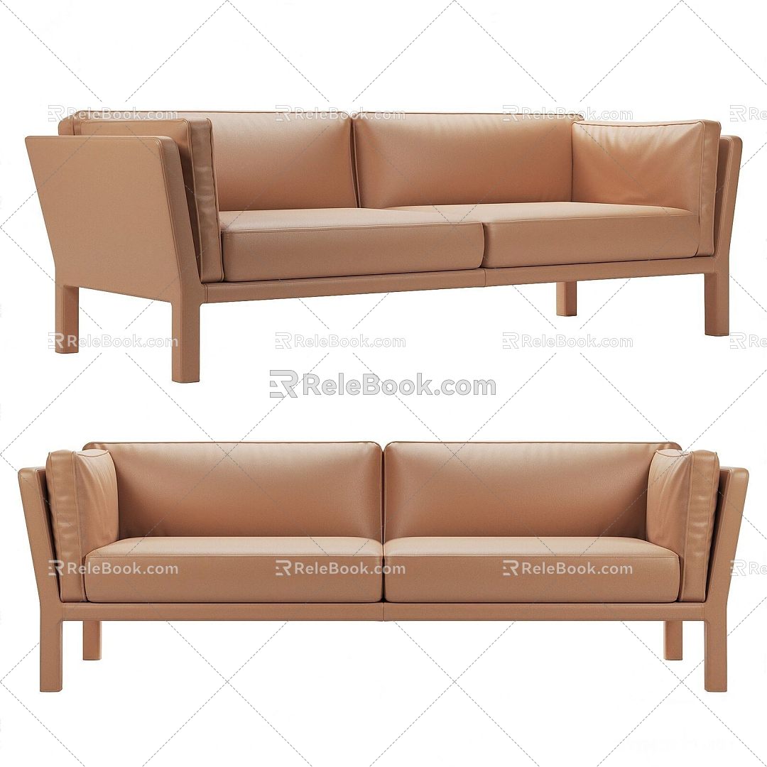 austrian modern leather sofa 3d model