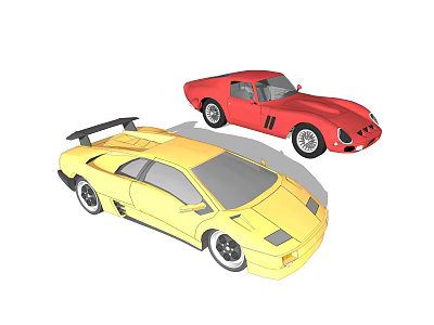 Yellow and Red Sports Cars with Sleek Design and Aerodynamic Body 3d model
