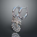 Silver Hoop Earrings With Grape And Leaf Decoration Fashionable Jewelry Accessory Design