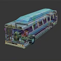 Vibrant Blue Bus With Transparent Windows And Sleek Roof Design