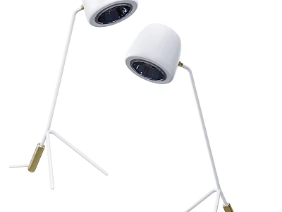 Modern Minimalist Floor Lamp With White Pole Gold Accent And Tripod Base Round Shade Design 3d model