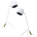 Modern Minimalist Floor Lamp With White Pole Gold Accent And Tripod Base Round Shade Design