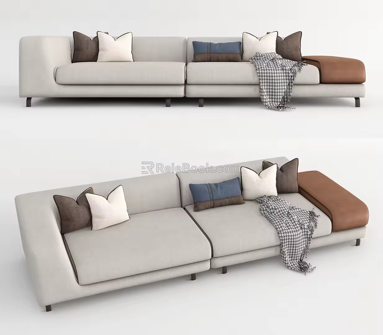 Modern double sofa multiplayer sofa 3d model