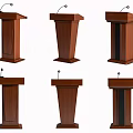 Wooden Podiums With Microphones In Various Designs For Public Speaking Events