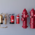 Essential Fire Safety Equipment With Various Fire Extinguishers And Fire Hydrants 3d model