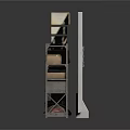 Vintage Style Storage Shelving Unit With Wooden Gray Drawers And Boxes