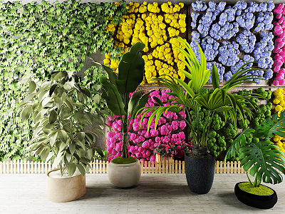 Modern Potted Plant Green Plant Wall Decorations Flowers and Plants Wall Potted Flower Art Picture Frame 3d model