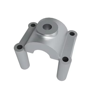 Silver Metal Mechanical Part With Cylindrical Supports And Mounting Holes 3d model