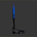 Modern Black Golf Putter With Blue Grip And Brand Logo Design