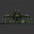 Sci-Fi Character With Mechanical Spider Creature Green Glowing Eyes And Tech Base 3d model