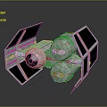 Scifi Starfighter Model With Metal Body Dual Engines And Angular Wings 3d model