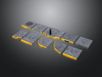 Gray And Yellow Floor Tiles With Irregular Spliced Pattern Design Layout 3d model
