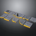 Gray And Yellow Floor Tiles With Irregular Spliced Pattern Design Layout