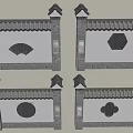 Traditional Chinese Ancient Architecture Wall With Various Shaped Lattice Windows And Tile Roof