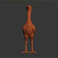 Red Bird Sculpture Standing With Long Neck And Textured Body