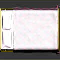 Golden Metal Frame Bed With Pink Mattress And Red Blue Plaid Bedspread