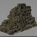 Natural Rocky Terrain Featuring Stepped Rock Structure And Moss Covered Surface