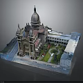 Classical Style Building Featuring Dome Towers Courtyard Green Space And Ornate Details