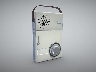 Vintage Portable Audio Speaker With Handle Speaker Grille Control Knob And Metallic Finish 3d model