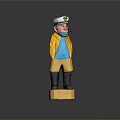 Man Figurine in Yellow Coat Blue Shirt with White Hat Black Boots on Yellow Base