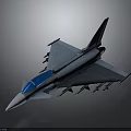 Modern Military Jet Fighter with Blue Canopy Gray Body and Wing Mounted Missiles