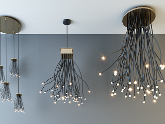 Modern special-shaped chandelier fashion simple metal chandelier combination 3d model