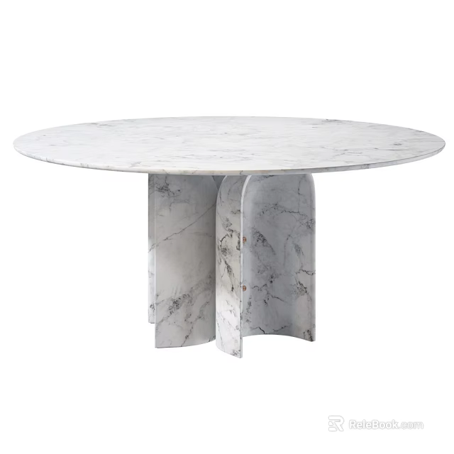 Modern Round Marble Coffee Table With Unique Base And Elegant Surface 3d model 