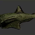 Decorative Green C Shaped Animal Sculpture With Spotted Surface And Holes