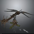 Ancient Ballista Weapon With Wooden Structure Multiple Arms And Green Base Design