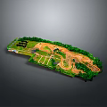 Architectural Park Planning Model with Green Spaces and Pathway Layout