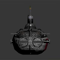Military Submarine Water Vehicle Featuring Red Black Hull Circular Emblem And Command Tower