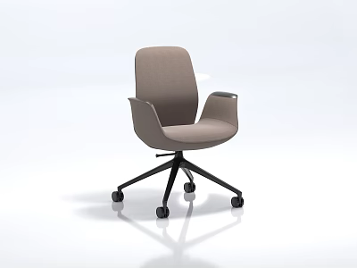 Sleek Modern Beige Office Chair With Armrests Black Base And Wheels 3d model