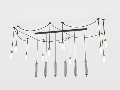 Modern Chandelier Furniture With Multiple Pendant Lights And Metal Frame Design 3d model