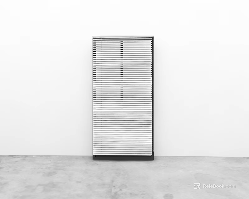 Modern Window Blinds Design In Minimalist Interior With White Wall And Gray Floor 3d model 