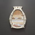 White Bamboo Shaped Frame Wall Mounted Mirror Reflecting Room Interior 3d model