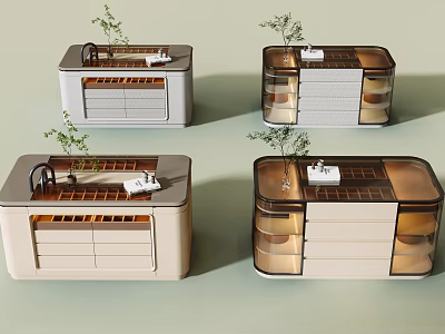 Modern Wardrobe Design With Drawers Transparent Panels And Top Decorative Plants 3d model