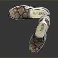 Snake Print Slip On Shoes With White Thick Sole And Black White Trim Casual Style