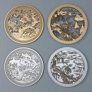 Chinese Carved Pine Crane Carved 3d model