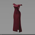Elegant Red Off The Shoulder Long Dress With High Slit Design