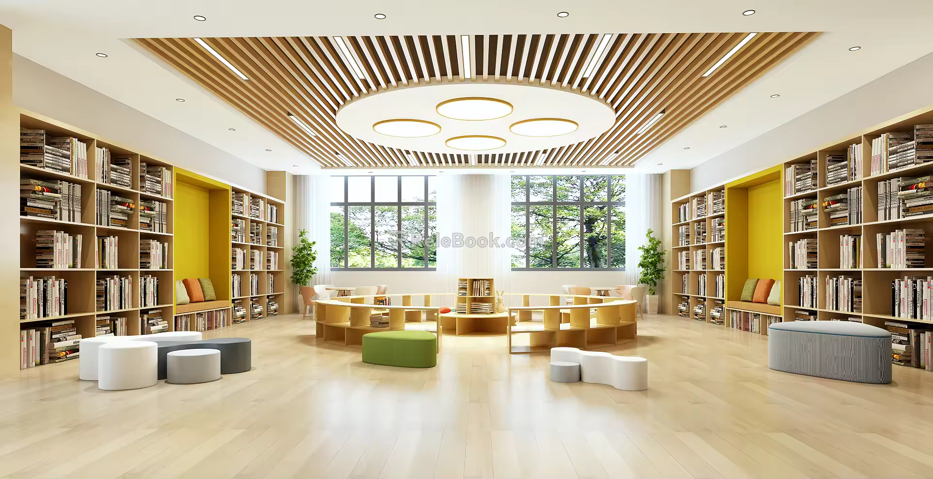Modern Library Reading Activity Room 3d model