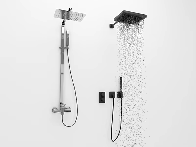 Modern Wall Mounted Shower System With Rainfall Head And Handheld Spray 3d model