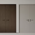 Dark Brown and Light Gray Wooden Double Doors Modern Interior Design 3d model