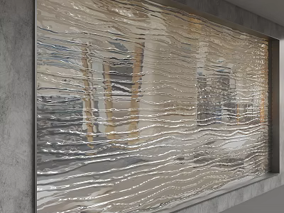 Modern Glass Partition With Wavy Texture For Indoor Interior Decoration 3d model