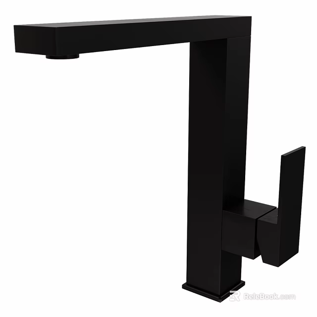 Modern Matte Black Bathroom Faucet With Single Handle Design And Sleek Metal Finish 3d model 
