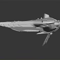 Futuristic Spaceship 3D Model With Streamlined Design And Gray White Exterior 3d model